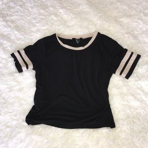 stripe black crop top